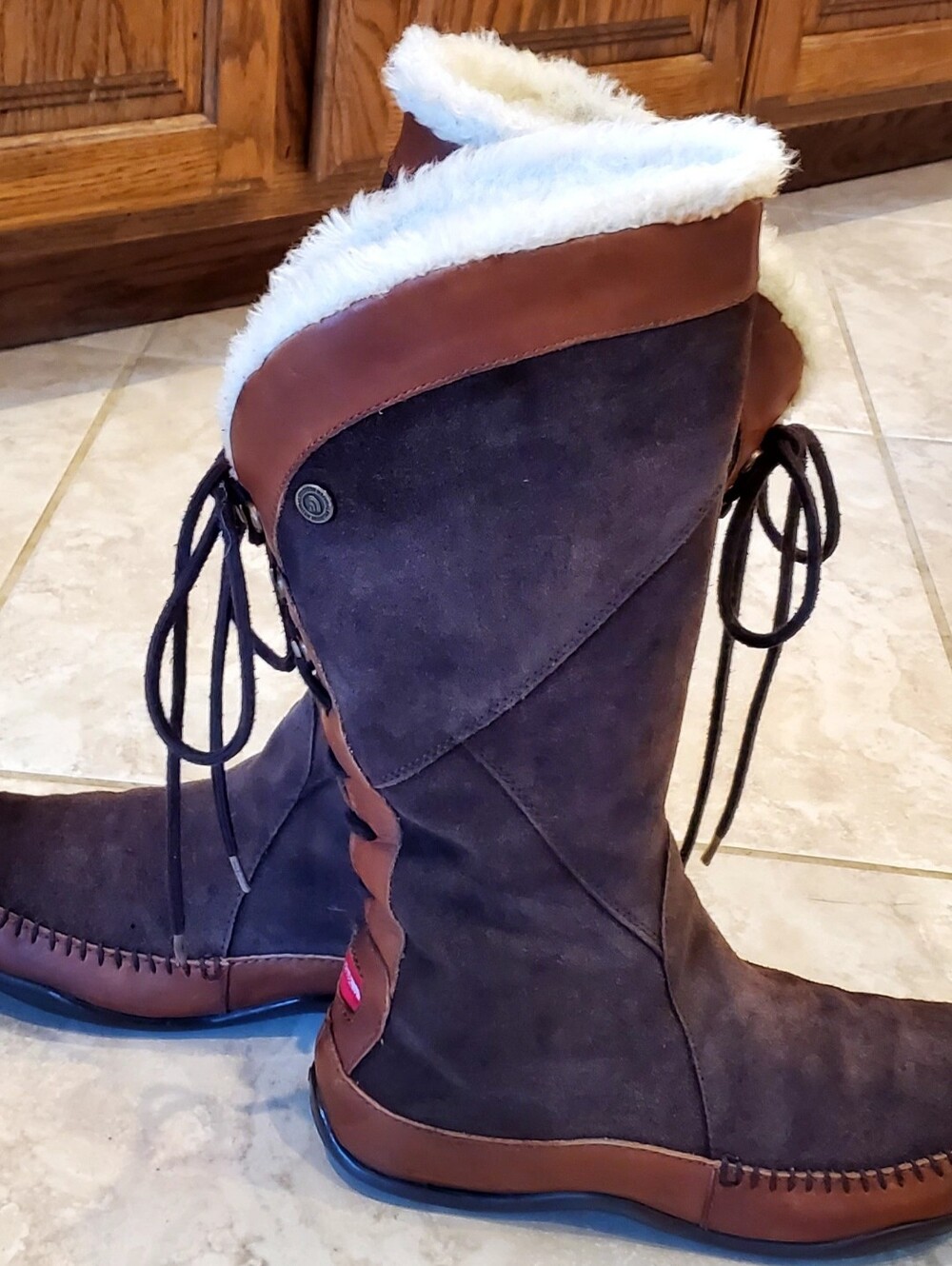The North Face Janey Boot Women's S9 Brown Leather Moccasin Primaloft Zipper